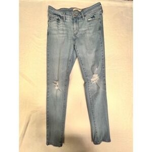 LEVI'S Womens 711 Skinny Jeans‎ W29 L30 Light Blue Cotton Distressed